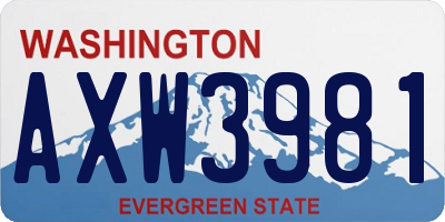 WA license plate AXW3981