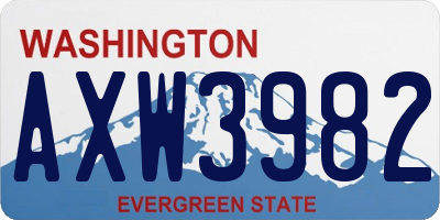 WA license plate AXW3982