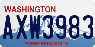 WA license plate AXW3983