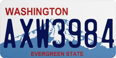 WA license plate AXW3984