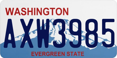 WA license plate AXW3985
