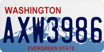 WA license plate AXW3986