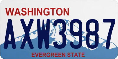 WA license plate AXW3987