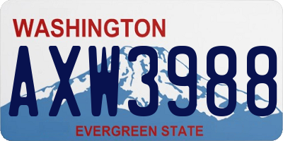 WA license plate AXW3988