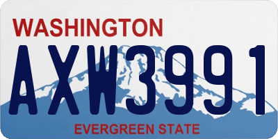 WA license plate AXW3991