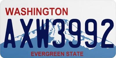 WA license plate AXW3992