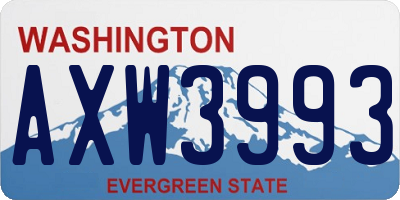 WA license plate AXW3993