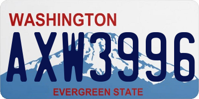 WA license plate AXW3996