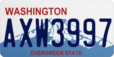WA license plate AXW3997