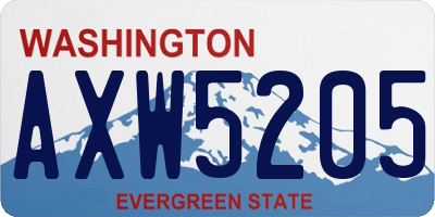 WA license plate AXW5205
