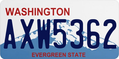 WA license plate AXW5362