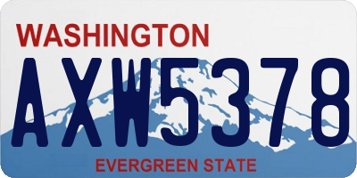 WA license plate AXW5378