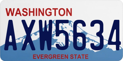 WA license plate AXW5634