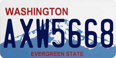 WA license plate AXW5668