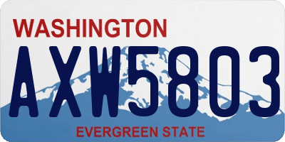 WA license plate AXW5803