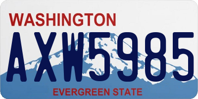 WA license plate AXW5985