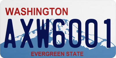 WA license plate AXW6001