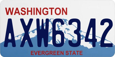 WA license plate AXW6342