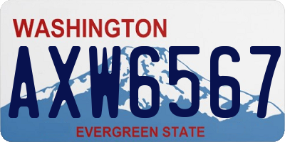 WA license plate AXW6567
