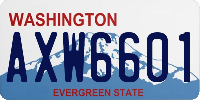 WA license plate AXW6601