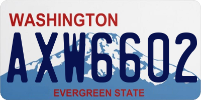 WA license plate AXW6602