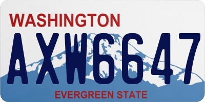 WA license plate AXW6647