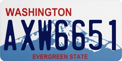 WA license plate AXW6651