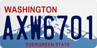 WA license plate AXW6701
