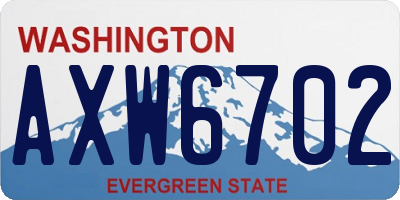 WA license plate AXW6702
