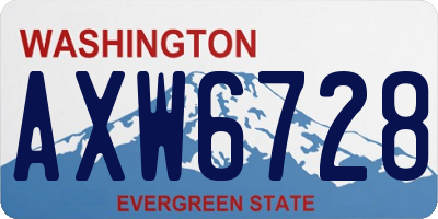 WA license plate AXW6728