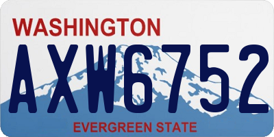 WA license plate AXW6752