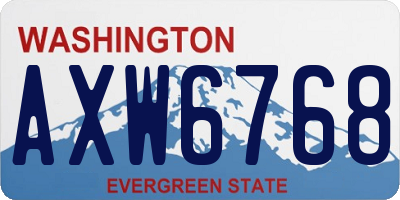 WA license plate AXW6768