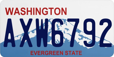 WA license plate AXW6792