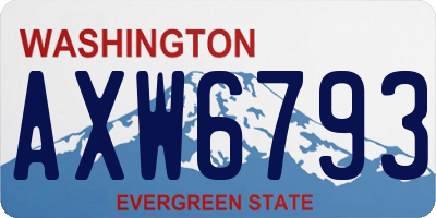 WA license plate AXW6793