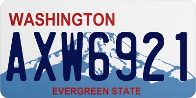WA license plate AXW6921