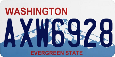 WA license plate AXW6928