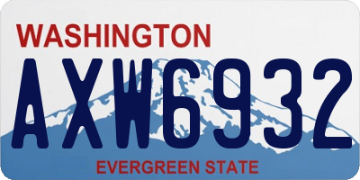 WA license plate AXW6932
