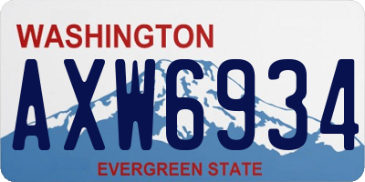 WA license plate AXW6934