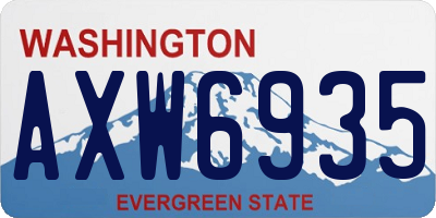 WA license plate AXW6935