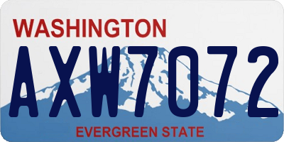 WA license plate AXW7072
