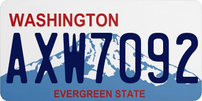 WA license plate AXW7092