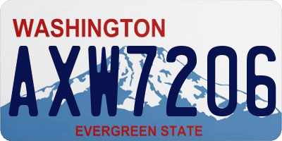 WA license plate AXW7206