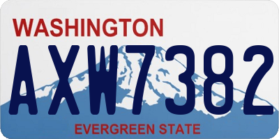 WA license plate AXW7382