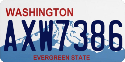 WA license plate AXW7386