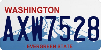 WA license plate AXW7528