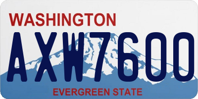 WA license plate AXW7600