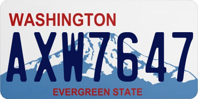 WA license plate AXW7647