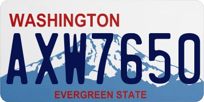 WA license plate AXW7650