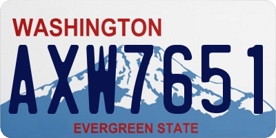 WA license plate AXW7651