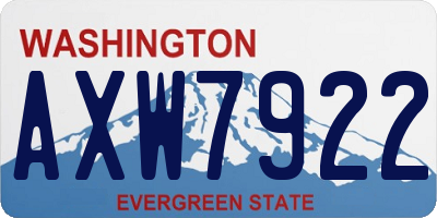 WA license plate AXW7922